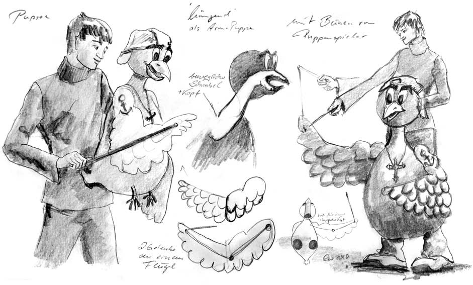 Skizzen Taubenpuppen