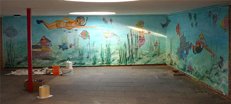 Wand über Eck vorher und nachher